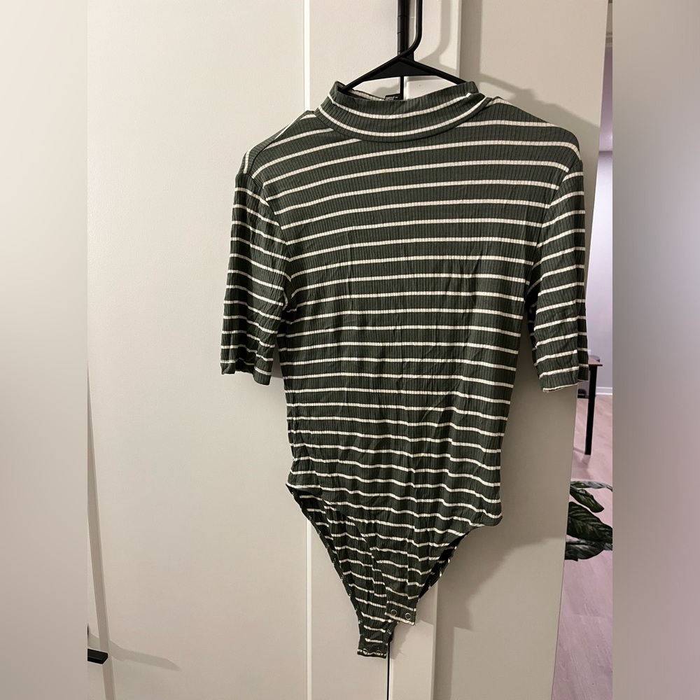Ribbed striped bodysuit top